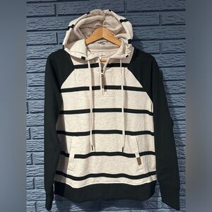 Maurices Homeward Striped Fleece Hoodie Quarter Zip  Womens Sz Med